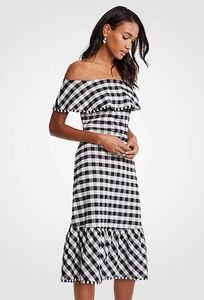 Gingham off the shoulder Dress